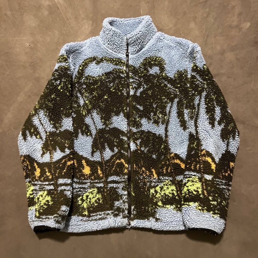 Stussy Sherpa Palm Beach Jacket Full Zip Size Small Skate Streetwear Surf‎